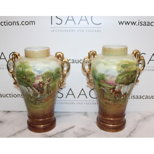 280 - Two Vintage Hand Painted Vases Tallest Height-34.5cm
Please See Pictures As Damage/Repair Shown
COLL... 