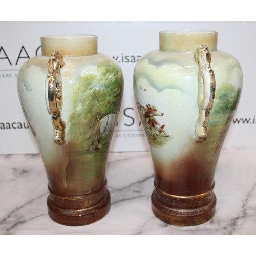 280 - Two Vintage Hand Painted Vases Tallest Height-34.5cm
Please See Pictures As Damage/Repair Shown
COLL... 