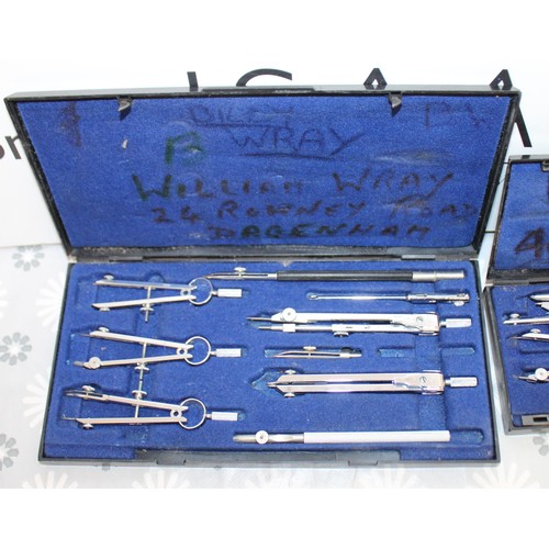 Two Boxed Drafting Sets/Drawing Instruments Compass Sets As Found