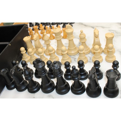 Chest Board With 3 Chess Sets 1 Set In Leather Case And 1 x Dominoes ...