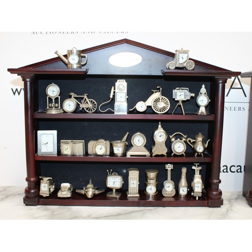 The Miniature Clock Collection Exquisite Metal Clocks, On Two Wooden ...
