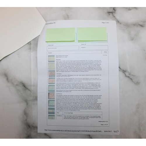 311 - A Collectable Rare Autograph Of Buddy Holly With A Certificate Of Authenticity In: Sheet Music To A ... 