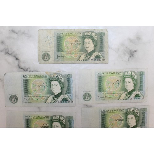 Seven One Pound Bank Of England Notes