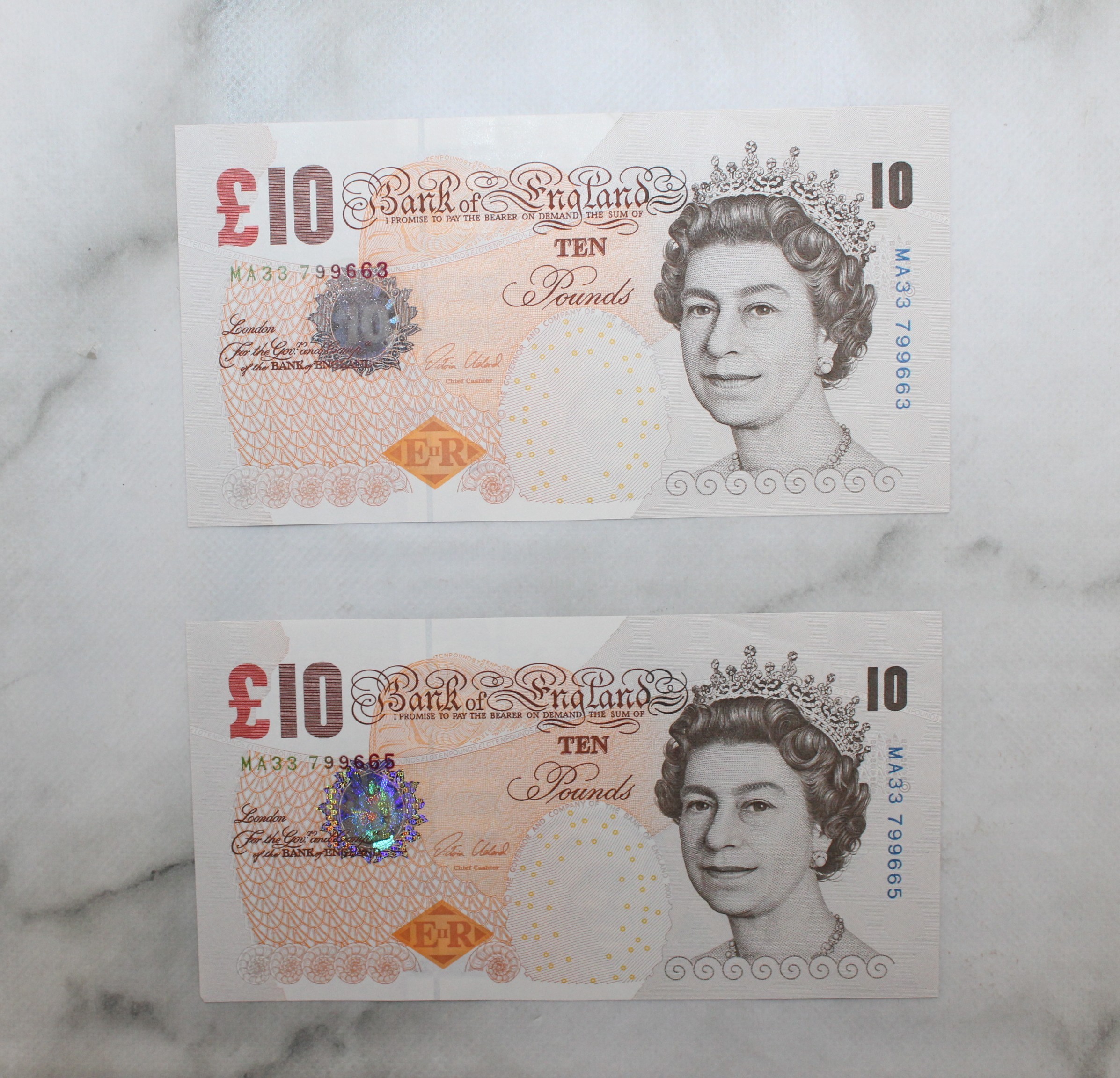 2 x Collectable 10 Pound Notes Signed By Chief Cashier Victoria Cleland ...