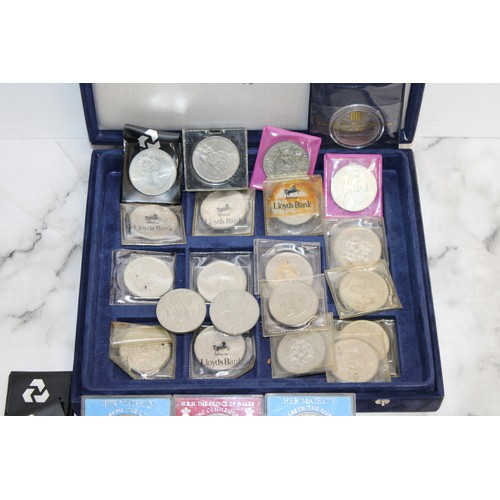 A Quantity Of Commemorative Coins In A Box AS FOUND