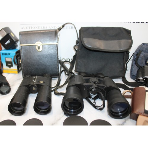 205 - A Selection Of Cased Binoculars/Camera Etc Inc: Zenith/Skybolt/Falco Etc An Ilford Sporti Camera And... 