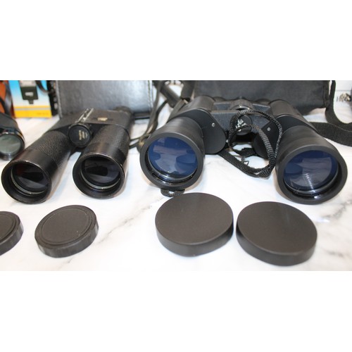 205 - A Selection Of Cased Binoculars/Camera Etc Inc: Zenith/Skybolt/Falco Etc An Ilford Sporti Camera And... 