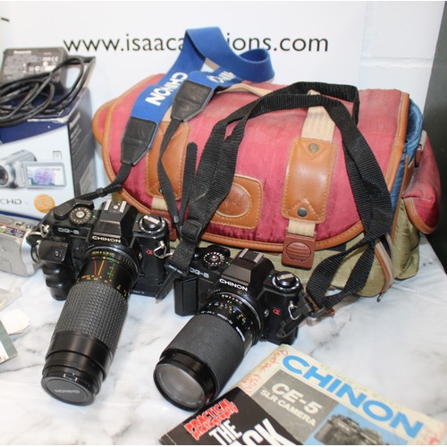 191 - A Selection Of Boxed/Cased Cameras/Lenses/Video Camera Etc As Seen Untested