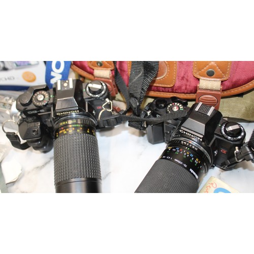 191 - A Selection Of Boxed/Cased Cameras/Lenses/Video Camera Etc As Seen Untested