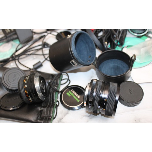 191 - A Selection Of Boxed/Cased Cameras/Lenses/Video Camera Etc As Seen Untested