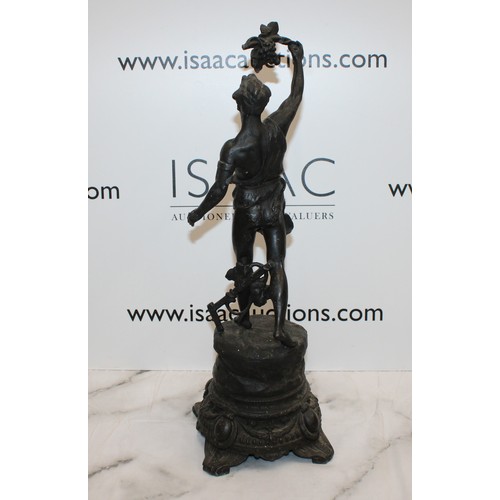 102 - Circa 1880 Spelter Figure Of A Man Holding Grapes Height 48cm