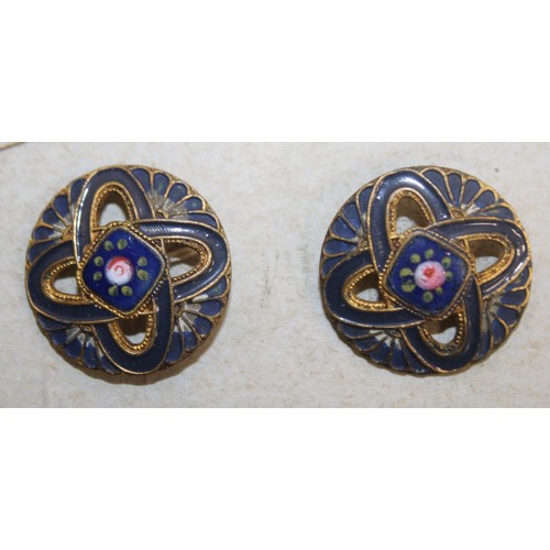 103 - A Card Containing 11 Decorative Antique Enamelled Buttons