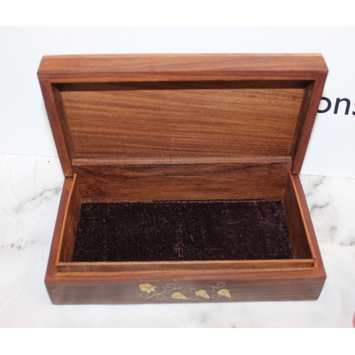 105 - Mixed Items Inc- Decorative Wooden Box, Vintage Kigu London Mother Of Pearl Vanity Compact With Powd... 