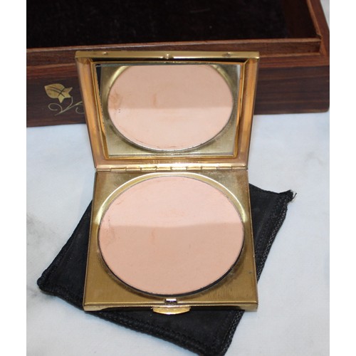 105 - Mixed Items Inc- Decorative Wooden Box, Vintage Kigu London Mother Of Pearl Vanity Compact With Powd... 