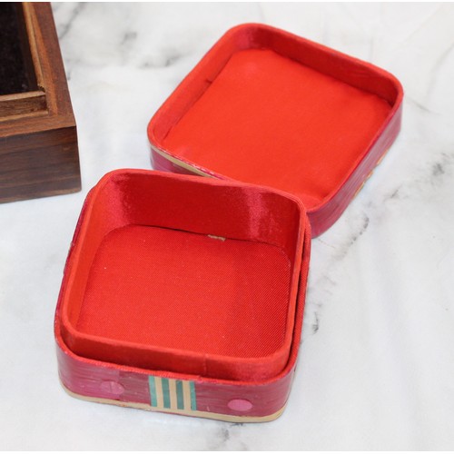 105 - Mixed Items Inc- Decorative Wooden Box, Vintage Kigu London Mother Of Pearl Vanity Compact With Powd... 
