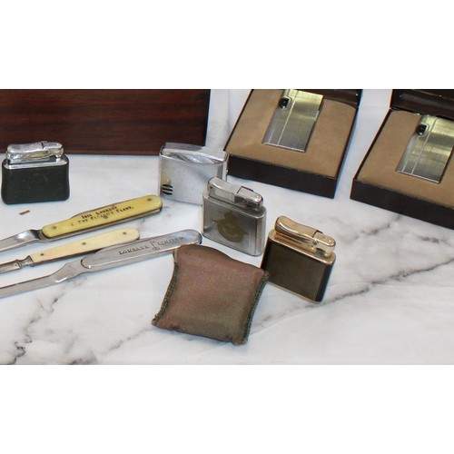 108 - A Box Containing, Lighters, Pocket Knives And Letter Openers AS Found All Untested
