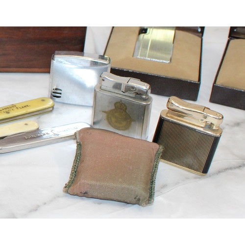 108 - A Box Containing, Lighters, Pocket Knives And Letter Openers AS Found All Untested