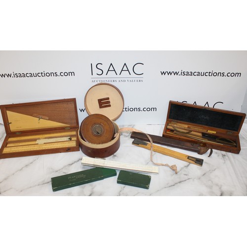 109 - Selection Of Items Inc- Vintage Leather Cased Tape Measure Made By John Rabone & Sons In Birmingham/... 