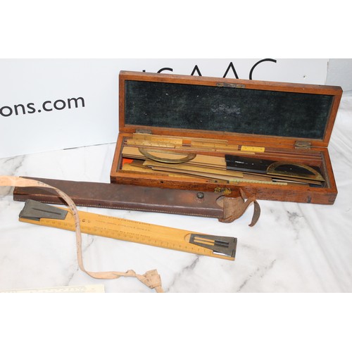 109 - Selection Of Items Inc- Vintage Leather Cased Tape Measure Made By John Rabone & Sons In Birmingham/... 