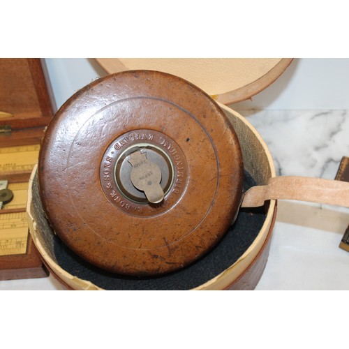 109 - Selection Of Items Inc- Vintage Leather Cased Tape Measure Made By John Rabone & Sons In Birmingham/... 