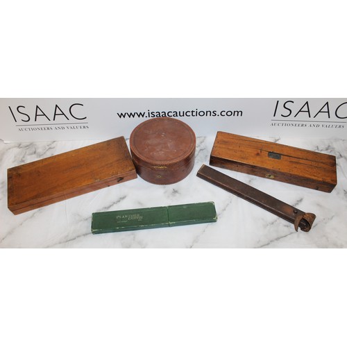 109 - Selection Of Items Inc- Vintage Leather Cased Tape Measure Made By John Rabone & Sons In Birmingham/... 