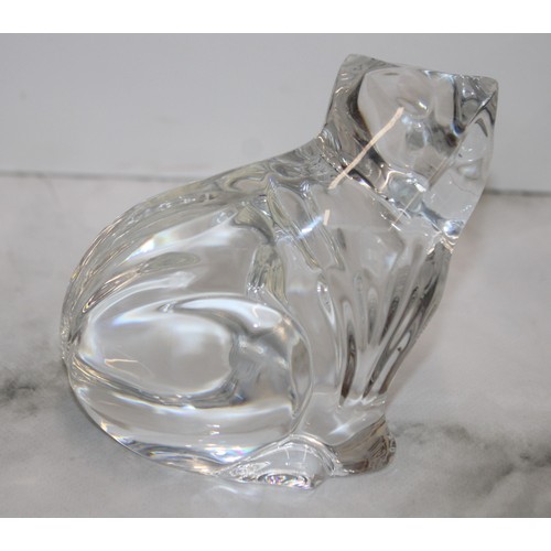 63 - Six Waterford Crystal Items Inc-
Oval Clock Seems To Be Working Length-16.5cm
Cat Looking Down Heigh... 