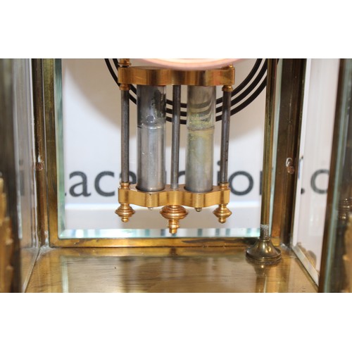 198 - Ansonia Crystal Regulator Mantel Clock Brass Case With Beveled Glass Panels On All Four Sides With V... 