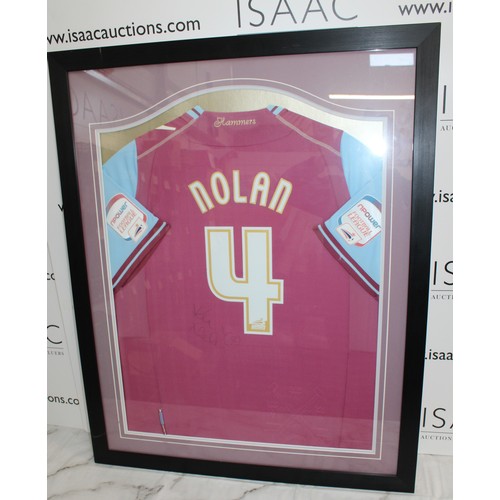 76 - Framed Signed West Ham United Nolan Shirt, Size 76.5cm x 95cm COLLECTION ONLY