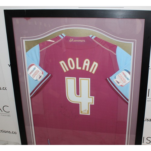 76 - Framed Signed West Ham United Nolan Shirt, Size 76.5cm x 95cm COLLECTION ONLY
