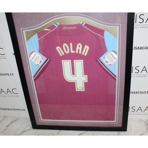 76 - Framed Signed West Ham United Nolan Shirt, Size 76.5cm x 95cm COLLECTION ONLY