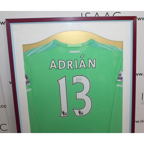 77 - Framed Signed West Ham United ADRIAN Shirt No 13, Farewell To The Boleyn 2015-2016 Season Size 71cm ... 