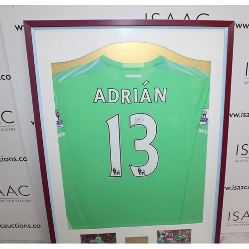77 - Framed Signed West Ham United ADRIAN Shirt No 13, Farewell To The Boleyn 2015-2016 Season Size 71cm ... 