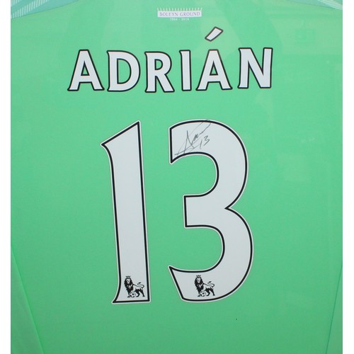 77 - Framed Signed West Ham United ADRIAN Shirt No 13, Farewell To The Boleyn 2015-2016 Season Size 71cm ... 