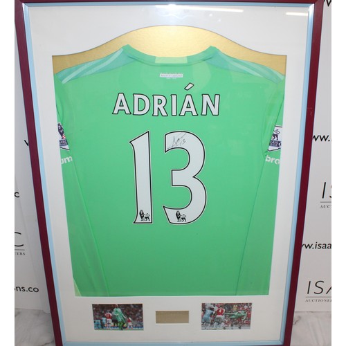 77 - Framed Signed West Ham United ADRIAN Shirt No 13, Farewell To The Boleyn 2015-2016 Season Size 71cm ... 