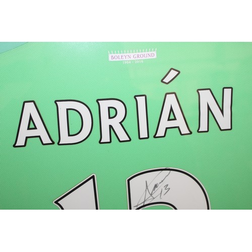 77 - Framed Signed West Ham United ADRIAN Shirt No 13, Farewell To The Boleyn 2015-2016 Season Size 71cm ... 