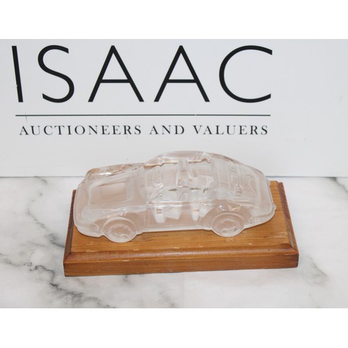 61 - Vintage Hofbauer Crystal Porsche On Wooden 
Plinth Length-16.5cm
All Seems In Good Condition