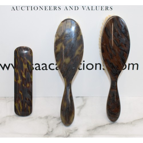 120 - Vintage Vanity Set Including 2 x Hair Brushes And Clothes Brush With Tortoiseshell Pattern Brush Len... 