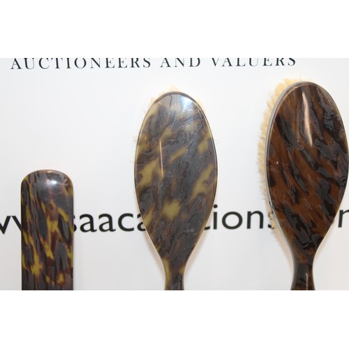 120 - Vintage Vanity Set Including 2 x Hair Brushes And Clothes Brush With Tortoiseshell Pattern Brush Len... 