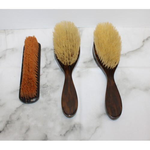 120 - Vintage Vanity Set Including 2 x Hair Brushes And Clothes Brush With Tortoiseshell Pattern Brush Len... 