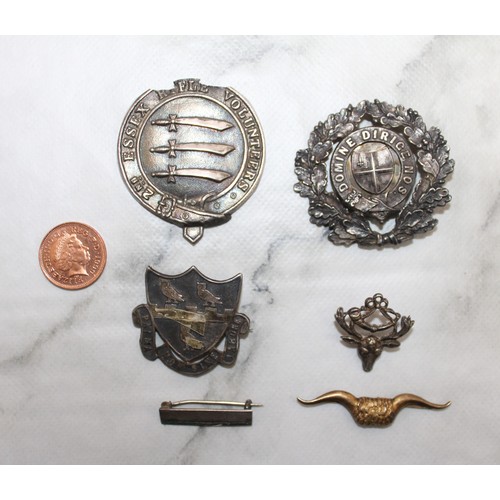 233 - 6 x Military Victorian Badges One Stamped Silver Barton