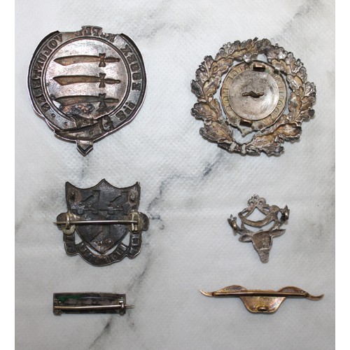 233 - 6 x Military Victorian Badges One Stamped Silver Barton