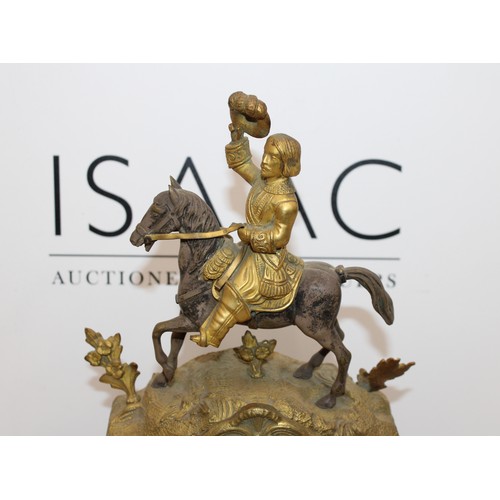 201 - Antique French Napoleon III Style Gilt Mantel Clock with Key - Signed by HRY MARC A PARIS - Measures... 