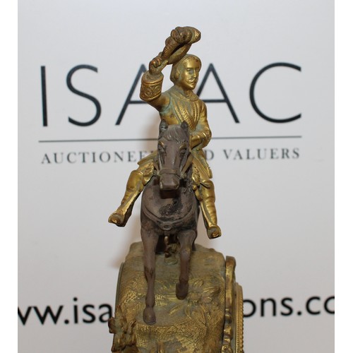 201 - Antique French Napoleon III Style Gilt Mantel Clock with Key - Signed by HRY MARC A PARIS - Measures... 