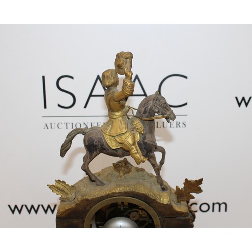 201 - Antique French Napoleon III Style Gilt Mantel Clock with Key - Signed by HRY MARC A PARIS - Measures... 