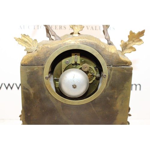 201 - Antique French Napoleon III Style Gilt Mantel Clock with Key - Signed by HRY MARC A PARIS - Measures... 