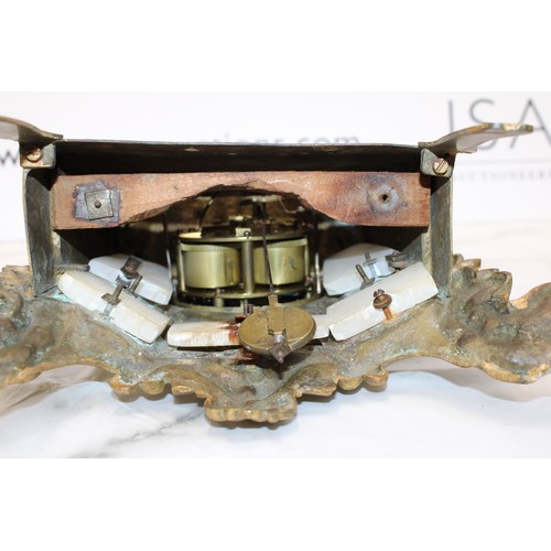 201 - Antique French Napoleon III Style Gilt Mantel Clock with Key - Signed by HRY MARC A PARIS - Measures... 