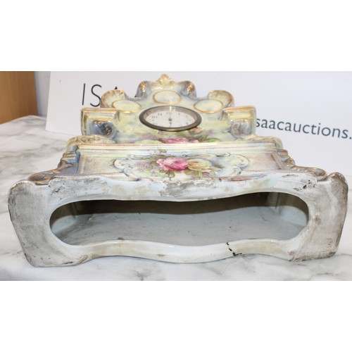 203 - Absonia Royal Bonn Porcelain Mantel Clock - 52cm Tall Approx -Untested Collection Only from Braintre... 