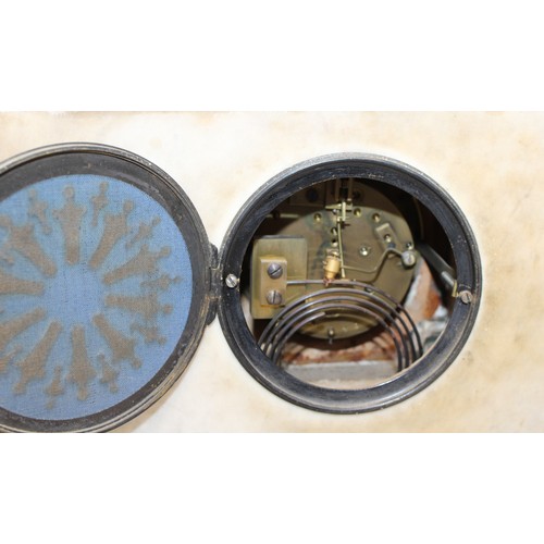 204 - Green Oynx Architectural Mantel Clock with Pendulum - Measures 40cm x 38cm - Untested Collection onl... 
