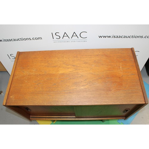 275 - Mid Century Teak Wood Small Sideboard with Sliding Doors -  76cm x 37cm x 59cm Tall - As Found - Col... 