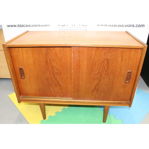 275 - Mid Century Teak Wood Small Sideboard with Sliding Doors -  76cm x 37cm x 59cm Tall - As Found - Col... 